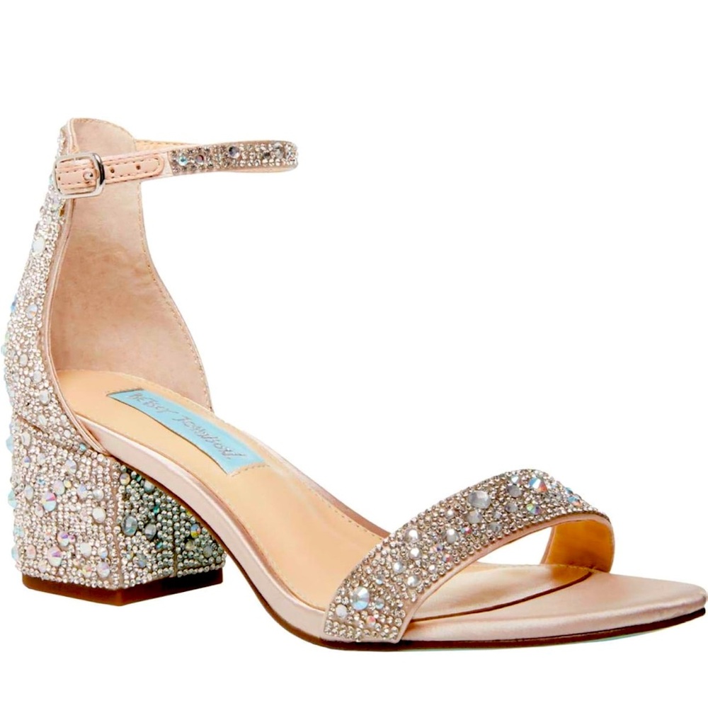 Betsey Johnson Women's Mari Block Heel Evening Sandals SB-MARI 7.5 Champagne